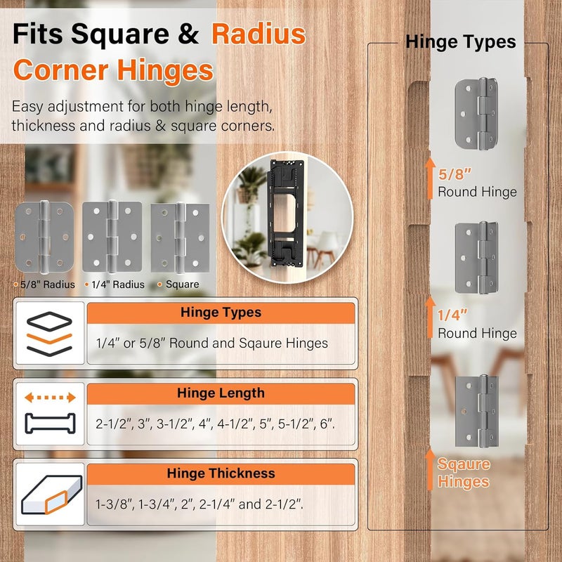 Sebupar Door Hinge Jig, Door Hinge Mortiser Hinge Installation Kit, Hinge Jig for Door and Door Frame/Jamb, Fits for 8 Hinge Sizes from 2-1/2" to 6" and 5 Door Thickness from 1-3/8" to 2-1/2". - Image 3
